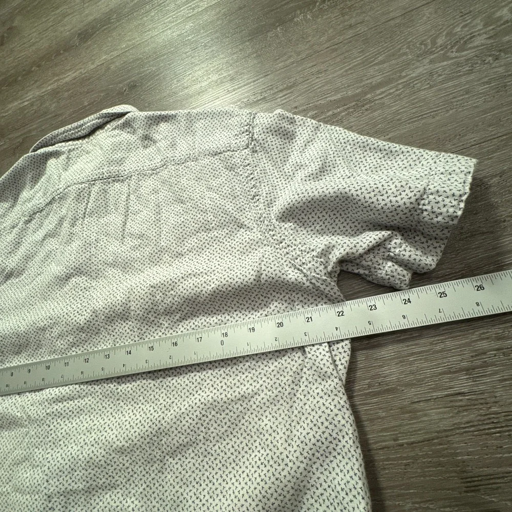 Banana Republic Shirt Men Large White Cotton Short‎ Sleeve Standard Fit Casual